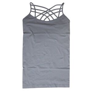 Zenana Outfitters Grey Seamless Lattice Front Tank Top Size L/XL NWOT